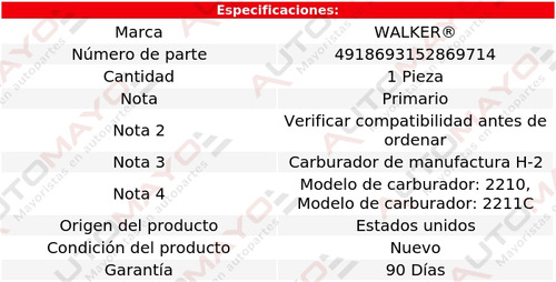 1_ Flotador Carburador Walker Executive V8 6.6l 68-70 Foto 2