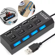 Hub Usb 4 Portas 2.0 Adaptador Led Veicular E Casa Expansor