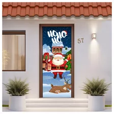 Capa De Porta Decoração Festa Tecido Com Elástico 0,85x2,10m Cor Papai Noel Natal Anv-2879