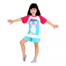 Pijama Infantil Menina Lhama Personalizado Com Nome