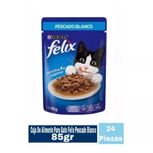 Caja De Alimento Para Gato Felix Pescado Blanco 24 Piezas