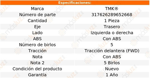 1- Maza Trasera Izq/der Con Abs Eclipse V6 3.8l 06/12 Tmk Foto 2