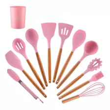 Set X12 Utensilios De Cocina Rosa Resistentes Al Calor