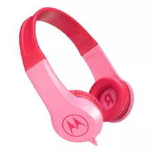 Auriculares Para Niña Cable Motorola Resistente Squads200 Oy Color Rosa Color De La Luz Azul