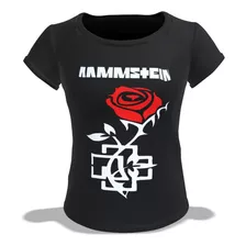 Camiseta Blusa Preta Feminina Banda Rammstein Pronta Entrega