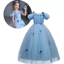 Vestido Fantasia Infantil Cinderela Princesas Luxo V2