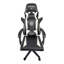 Silla De Escritorio Instigo Ig642 Gamer Ergonómica Negra Y Blanca Con Tapizado De Cuero Sintético Y Poliuretano