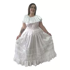 Roupa Branca Umbanda Detalhes Prateados Saia Blusa