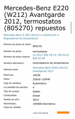 Control De Clima Mercedes Benz E220 2012 Avantgarde Foto 3