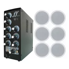 Kit 6 Caixa Som P Teto Embutir + 1 Amplificador Setorizador