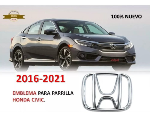 Emblema Para Parrilla Honda Civic 2016-2021 Foto 3