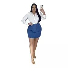 Saia Jeans Plus Size Rasgadinha Verão Diversas