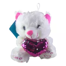 Urso Pelucia Romantico Love Coração Lantejoula 18cm