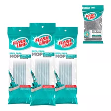 3 Unidades Refil Flash Limp Mop Limpeza Geral Plus + Esponja