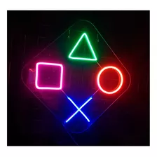 Placa Luminoso Neon De Led - Ícones Playstation 50x50cm