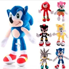 Kit 5 Boneco Pelúcia Sonic, Tails, Shadow, Knuckles E Silver