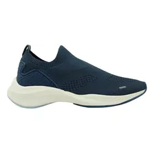 Tênis Usaflex Slip On Casual Tricot Cinza Azul Confortável 