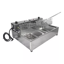 Fritadeira Industrial Elétrica Ekenox Master Inox Dupla