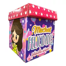 1 Caja De 20x20x20cm Diseño De Muchas Felicidades Princesas!