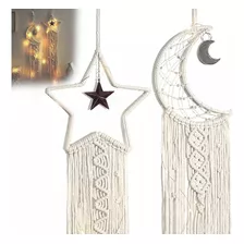 Atrapasueños Luna Y Estrella Con Luces, Como Regalo 2pzs