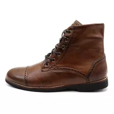 Bota Coturno Masculino Cano Médio Couro London Luxo