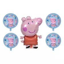 5 Balão Metalizado Decoração Bexiga Corpo Peppa Pig /redondo