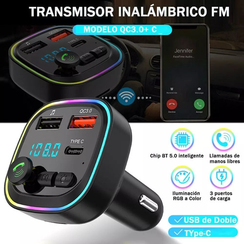 Transmisor Bluetooth Fm Para Auto Bluetooth 5.0 Manos Libres Foto 4