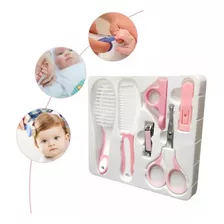 Kit Cuidados E Higiene Bebê Pente Escova E Cortador Rosa