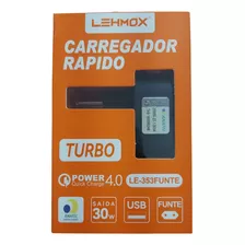 Carregador Turbo Quick Charge 4.0 30w Selo Anatel Lehmox - L
