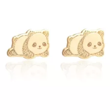 Brinco Infantil Ursinho Panda Em Ouro 18k Cor Amarelo