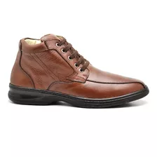 Bota Masculina Abotinada Couro Pelica Legítimo Premium Palmilhagel Amortecedor Forro Couro Brinde Meia Saúde Para Os Pés