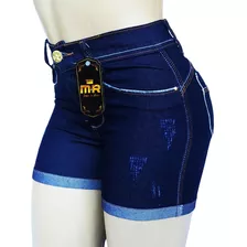 Shorts Cintura Alta Jeans Roupas Feminino Lycra Kit Com 2