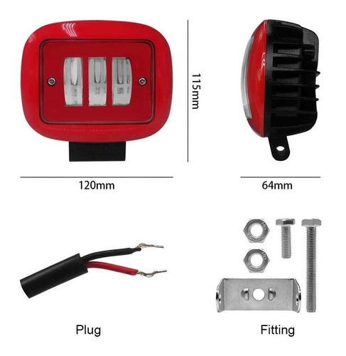 Par Faros Barra Led 30w Cuadrado Universal 4.5 Moto Jeep 4x4 Foto 4