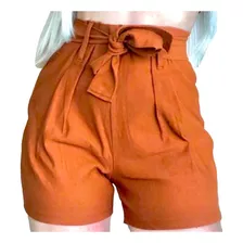 Short Curto Festa Detalhe Cinto Laço Regulável Feminino Moda