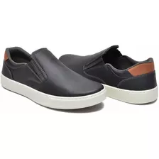 Tênis Masculino Slip On Tresse Couro Legitimo Premium