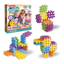 Jogo De Encaixe Blocos Brinquedo Montar Com 60 Pçs Didático