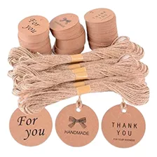 Tag Kraft Personalizada 100 Unidades 4x4 Cm + Cordão Sisal