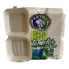 50 Contenedores Hamburguesero Biodegradable Desechable 6x6