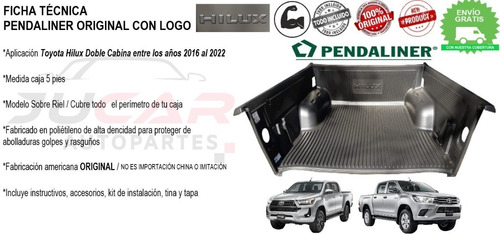 Pendaliner Toyota Hilux 2016-2022 Doble Cabina Con Logo Orig Foto 10