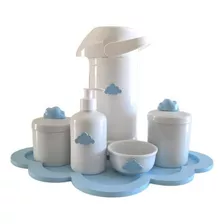Kit Higiene Bandeja Nuvem Azul Térmica 500ml Potes Gel Bebê