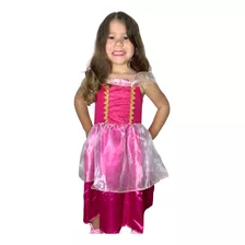 Vestido Princesa Aurora Pink Fantasia Infantil