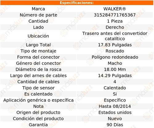 Sensor Ox O2 Der Tras Acc Lexus Es350 6 Cil 3.5l 13/18 Foto 6