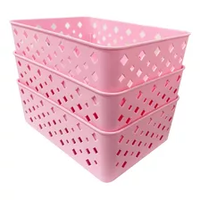 Cesto Multiuso Organizador Premium 19x13,5x6,5 - 4un - Rosa