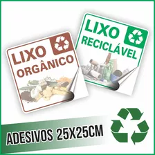 Adesivo Lixo Reciclável E Orgânico - Kit Com 10 Peças