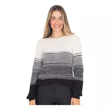 Blusa Feminina Lã Tricot Gola Redonda Manga Longa Punhos