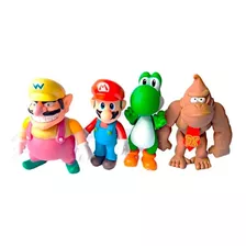 Set X4 Figuras Juguete Mario Bros Muñecos 12cm Articuladas 