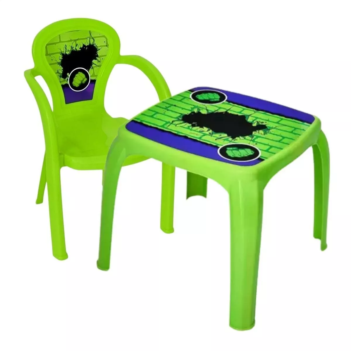 Mesa Plástica Infantil Menino Esmaga + 1 Cadeira Atividade