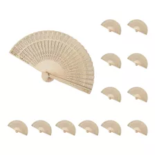 12 Ventiladores De Madera De Bambú Para Bodas.