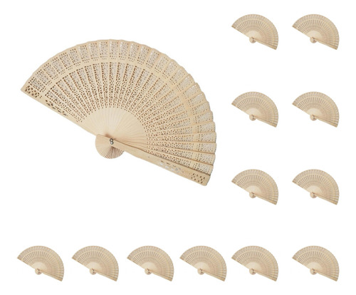 12 Ventiladores De Madera De Bambú Para Bodas.