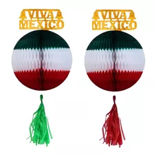 Decoración Esfera Tricolor Num # 1 Fiesta Mexicana 10 Pz